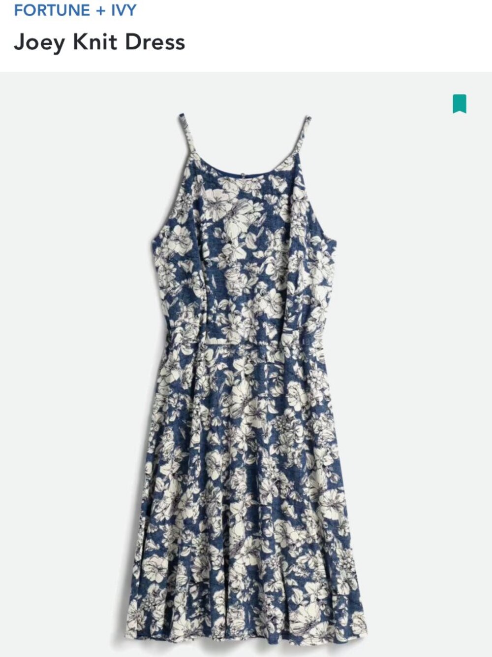 Fortune + Ivy Joey Knit Dress - Blue Floral Midi Dress 2X Stitch Fix